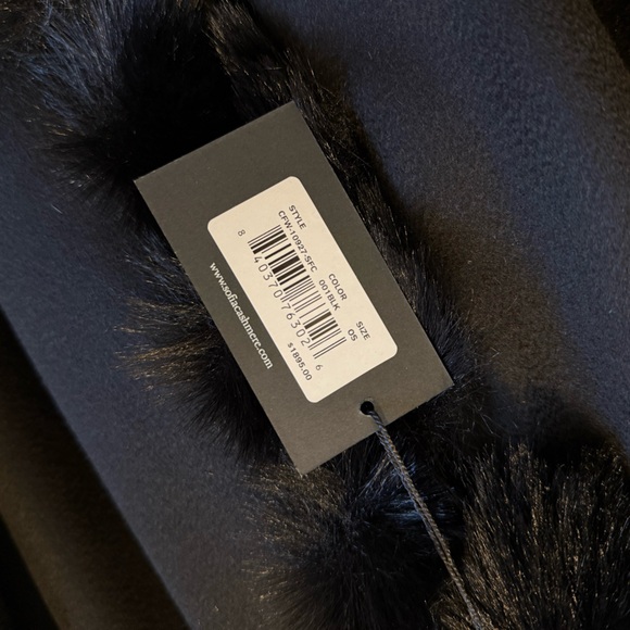 SOFIA CASHMERE Cashmere Faux Fur Trim Cape - Picture 4 of 6